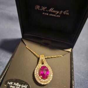 Macy's Lab Created Ruby and White Sapphire necklace and earrings